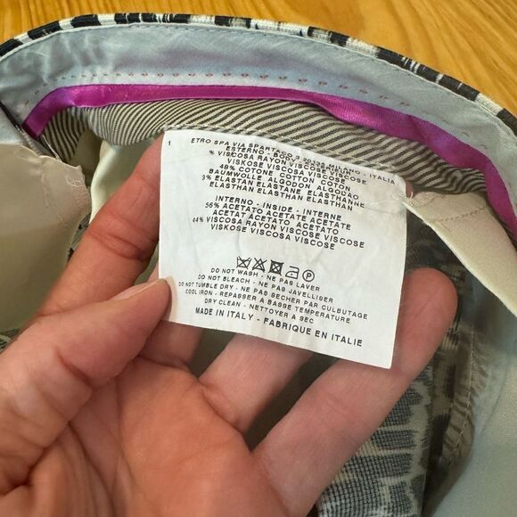 ETRO Pants White and Black Paisley Print Trousers Women’s Size 40 / US 4 - Picture 6 of 8